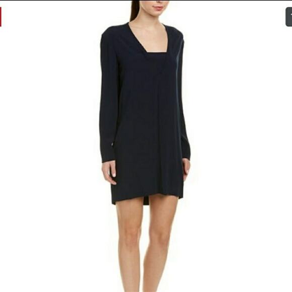 Sandro Leila Long Sleeve Navy Shift Dress - Picture 1 of 7